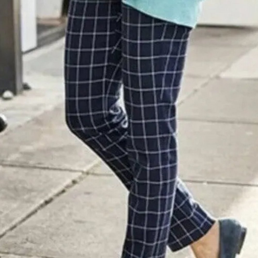 J.JIll essential cotton stretch checkered pull on pants size 10